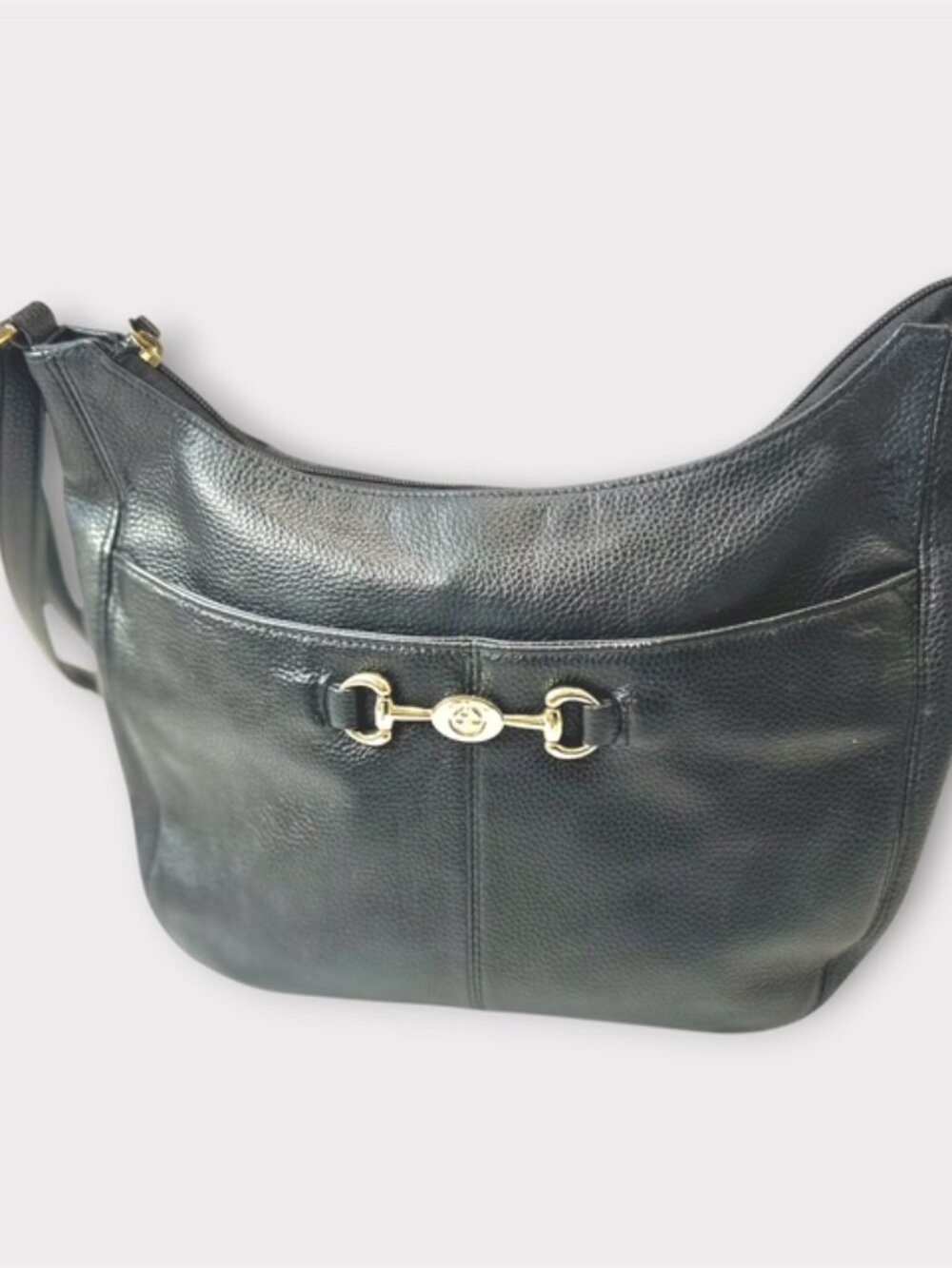 Giani Bernini Womens Leather Hobo Bag Purse Plaid Lining Black Pebble Leather - Picture 12 of 14